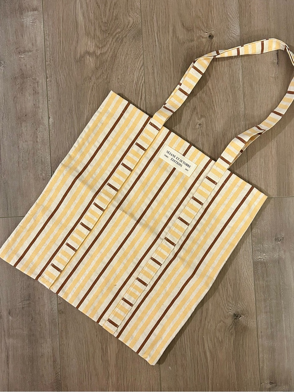 [Brand New] Sezane Yellow Stripe Canvas Tote Bag